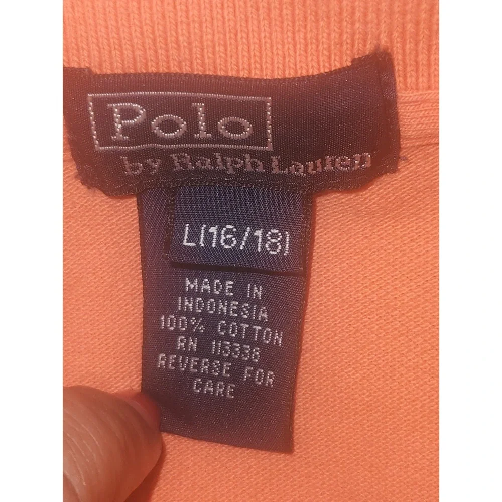 Orange Ralph Lauren Polo Short Sleeve Shirt. Boys 16/18 Large. Teen Or Mens